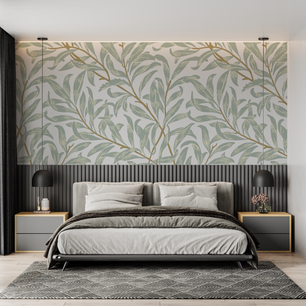 Foliage Mural Wallpaper | Sage Green Botanical Pattern