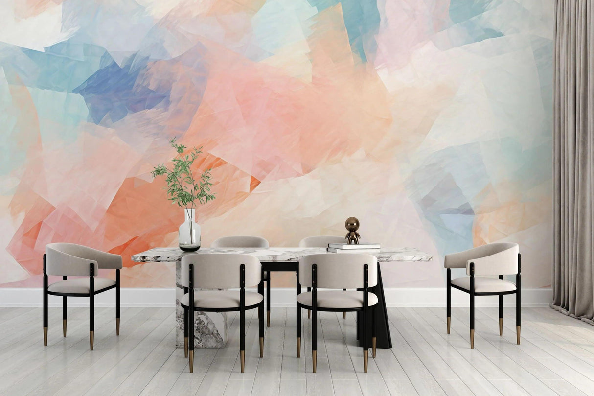 Abstract Mural Wallpaper | Watercolor Pastel Geometric Design
