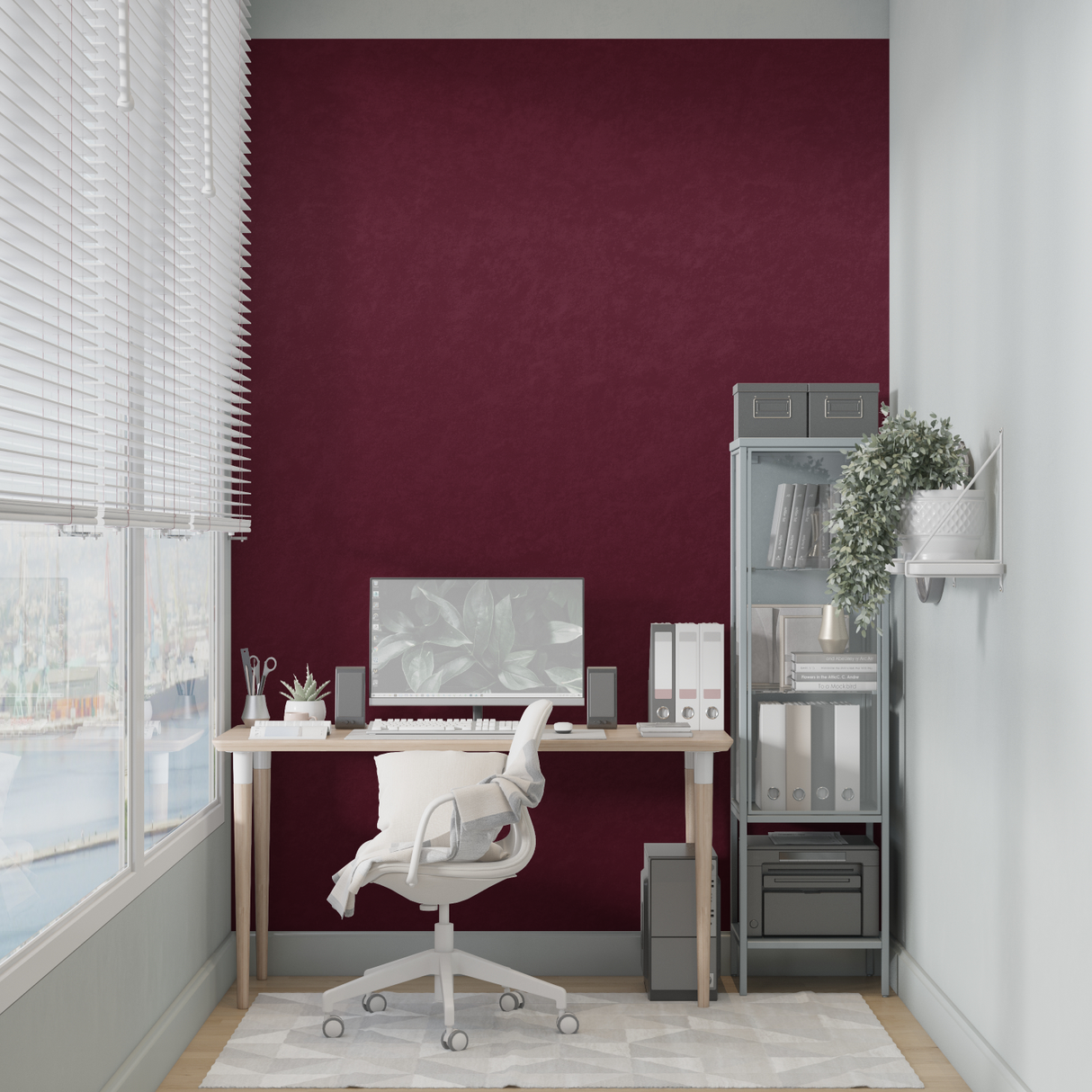 Red Mural Wallpaper | Deep Burgundy Solid Color