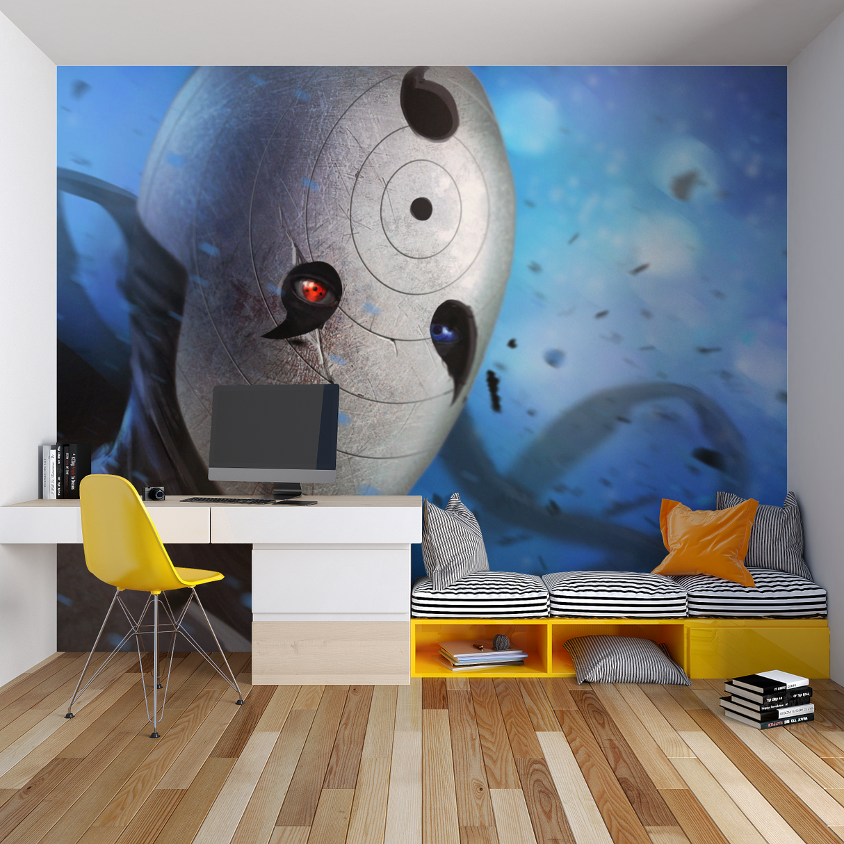 Anime Mural Wallpaper | Mysterious Masked Character Design