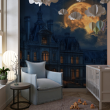 Castle Mural Wallpaper | Moonlit Palace with Glowing Windows