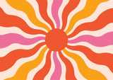 Retro Mural Wallpaper | Vibrant Sunburst Pattern