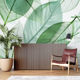 Botanical Mural Wallpaper | Translucent Green Leaves Design