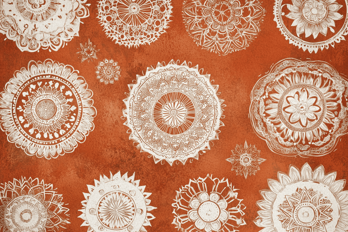 Mandala Mural Wallpaper | Terracotta Ethnic Design