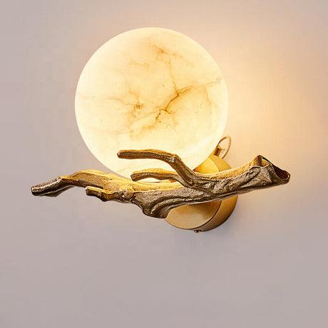 Modern Marble Wall Light  Brass Branch Design - Product showcase