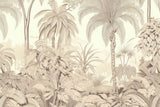 Tropical Mural Wallpaper | Beige Palm Trees and Nature Scene