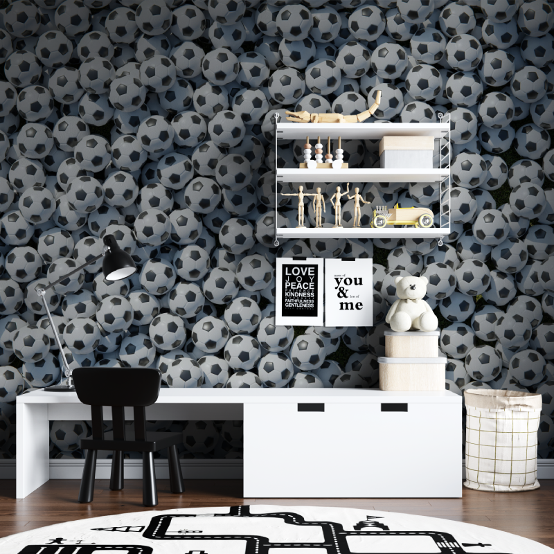 Football Mural Wallpaper | Black and White Soccer Ball Pattern