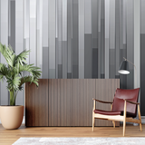 Geometric Mural Wallpaper | Modern Grey Gradient Stripes
