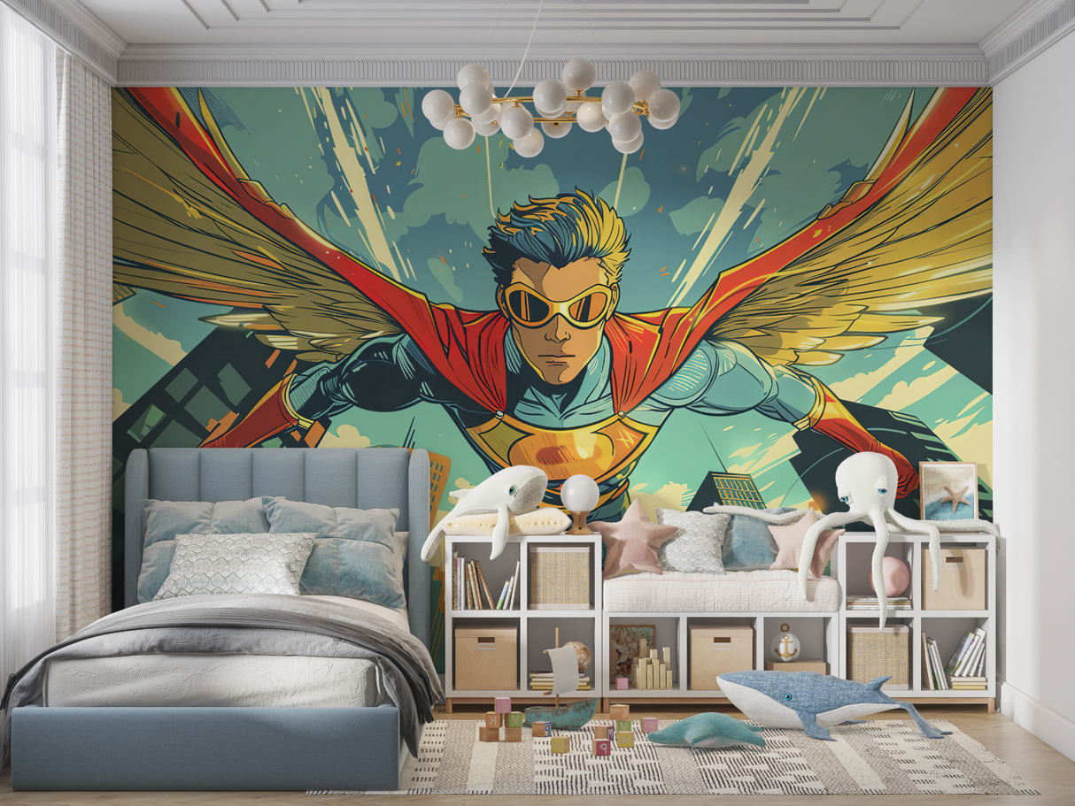 Superhero Mural Wallpaper | Dynamic Comic Book Style