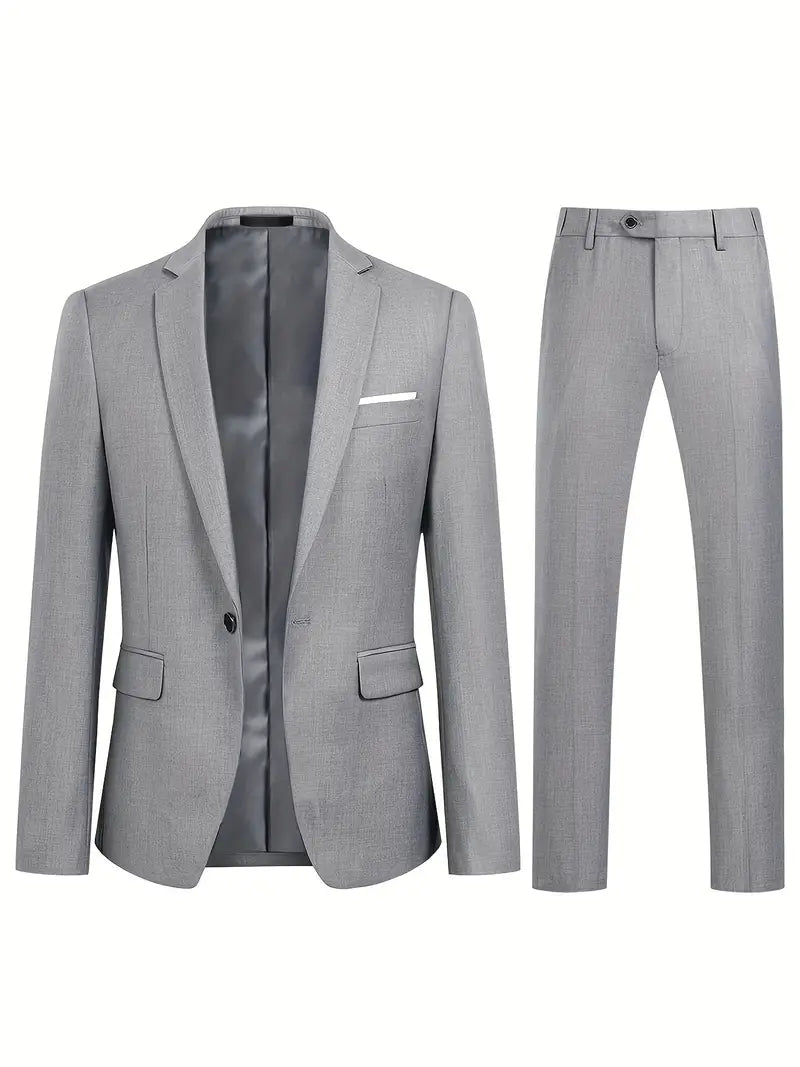 Modern Slim Fit Suit  Sky Blue Two-Piece Business Attire - Product detail 10