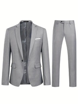 Modern Slim Fit Suit  Sky Blue Two-Piece Business Attire - Product detail 10