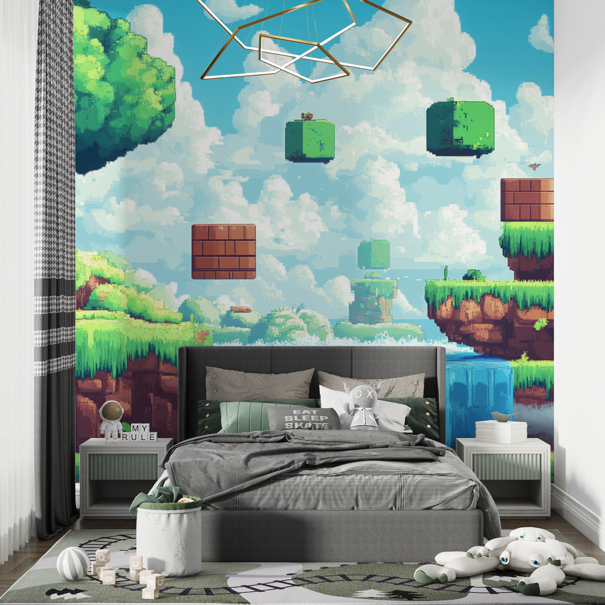 Gaming Mural Wallpaper | Retro Pixel Art Landscape