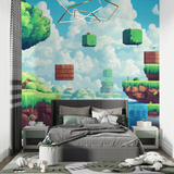 Gaming Mural Wallpaper | Retro Pixel Art Landscape