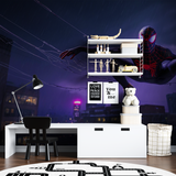 Night Superhero Mural Wallpaper | Spider Theme in Purple Rain
