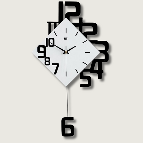 Modern Wall Clock  Asymmetric Number Design - Product showcase