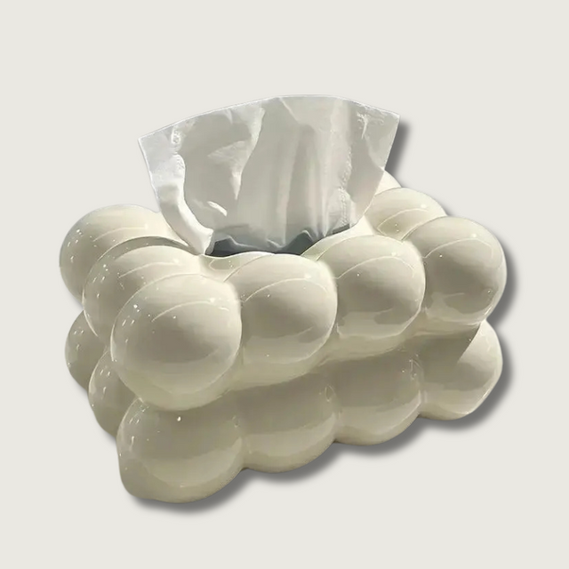 Modern Ceramic Tissue Box  Bubble Cloud Design - Product showcase