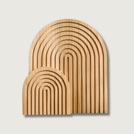 Modern Wood Wall Art  Geometric Rainbow Arch Pattern - Product showcase