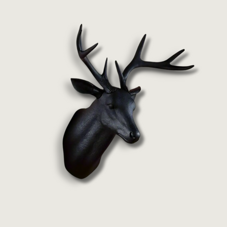 Nordic Deer Wall Decor  Matte Black Stag Head Design - Product showcase