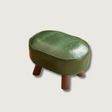 Contemporary Ottoman Footstool  Green Faux Leather Wood Legs - Product showcase