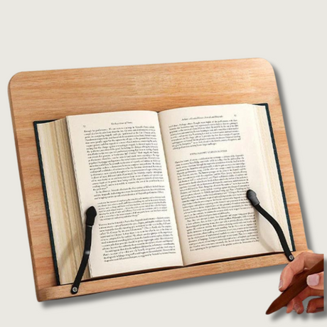 Wooden Book Stand  Adjustable Pine Reading Holder - Product showcase