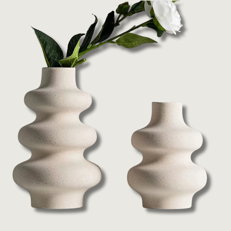 Spiral Ceramic Vase  Sculptural Wave Design - Product showcase