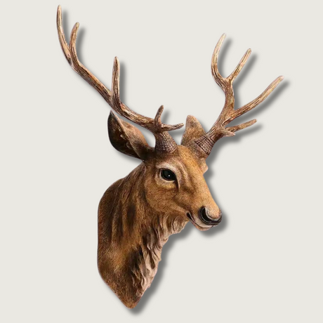 Rustic Deer Head Wall Art  Hand-Detailed Resin Sculpture - Product showcase