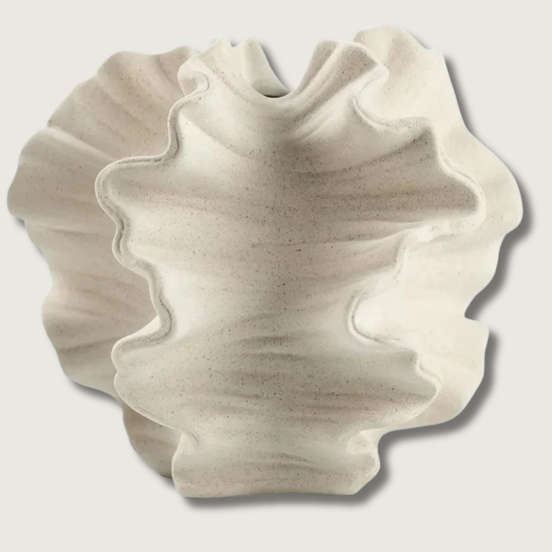 Modern Ceramic Wave Vase  Geometric Ripple Design - Product showcase