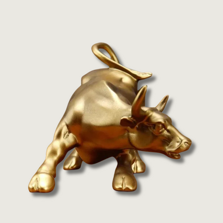 Golden Bull Sculpture  Financial Success Symbol - Product showcase