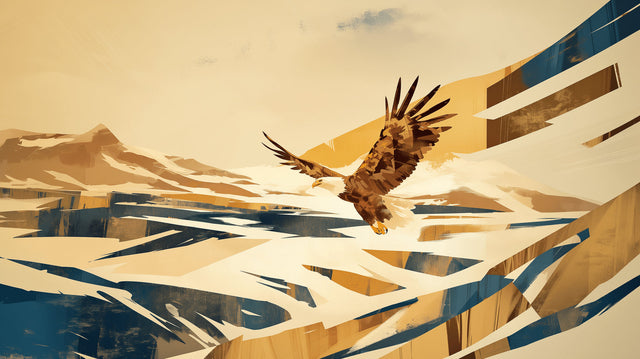 Eagle wall mural creating drama in modern living room with grey sofa and natural light