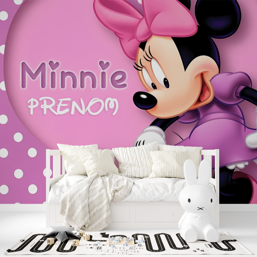 Kids Mural Wallpaper | Minnie Mouse Pink Design