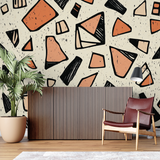 Geometric Mural Wallpaper | Terracotta Abstract Pattern