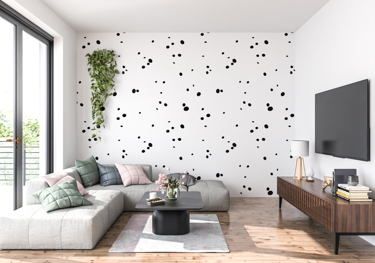 Polka Dot Mural Wallpaper | Modern Black and White Pattern
