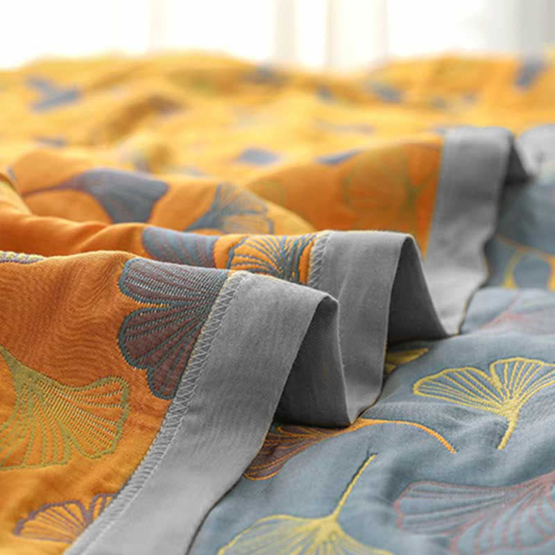 Botanical Duvet Cover  Reversible Cotton Ginkgo Leaf Pattern - Product detail 6