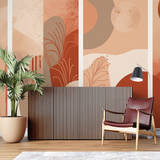 Abstract Mural Wallpaper | Terracotta Curves and Floral Design