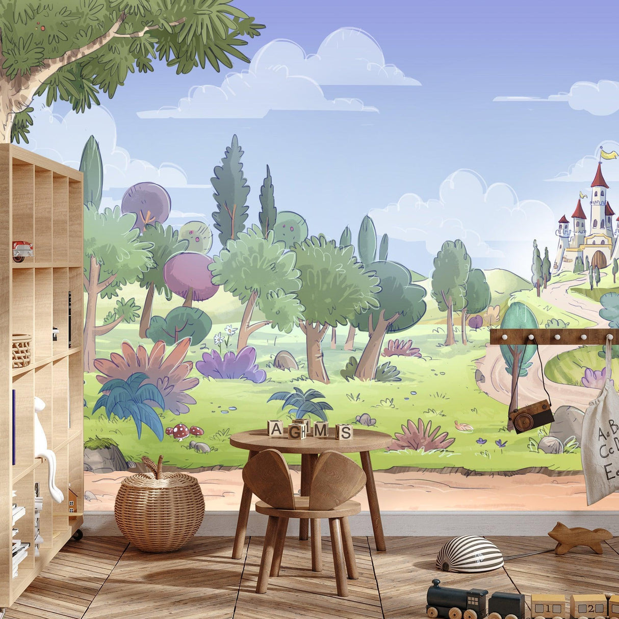 Fairy Tale Castle Mural Wallpaper | Enchanted Forest Path Design