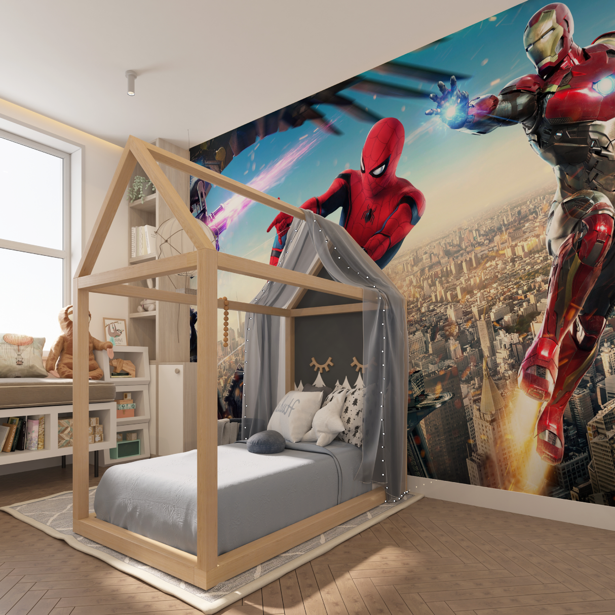 Superhero Mural Wallpaper | Spider-Man Action Scene
