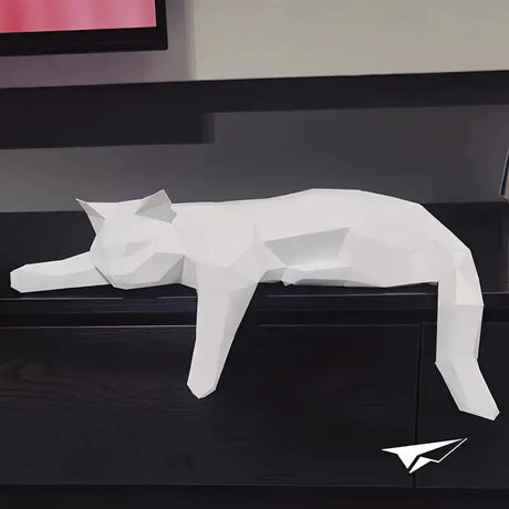 Modern Cat Sculpture  Geometric Low Poly Design - Product example