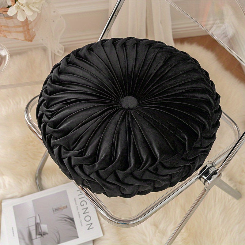 Round Velvet Cushion  Pleated Design with Center Button - Product detail 17
