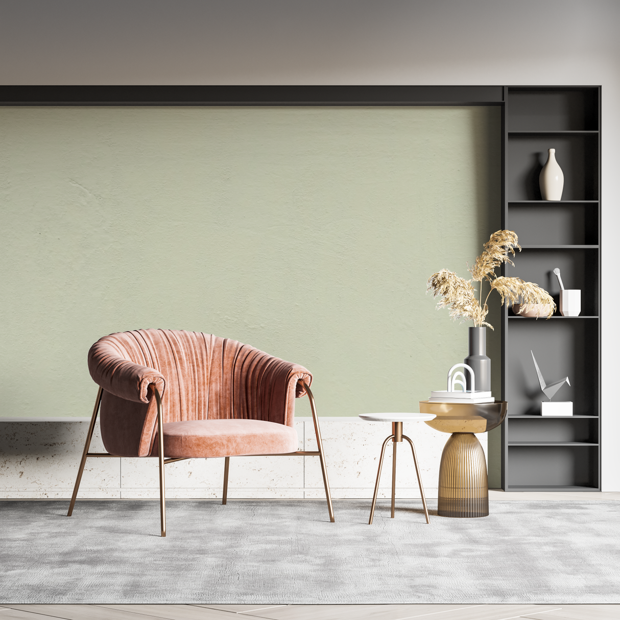 Sage Green Mural Wallpaper | Modern Minimalist Design
