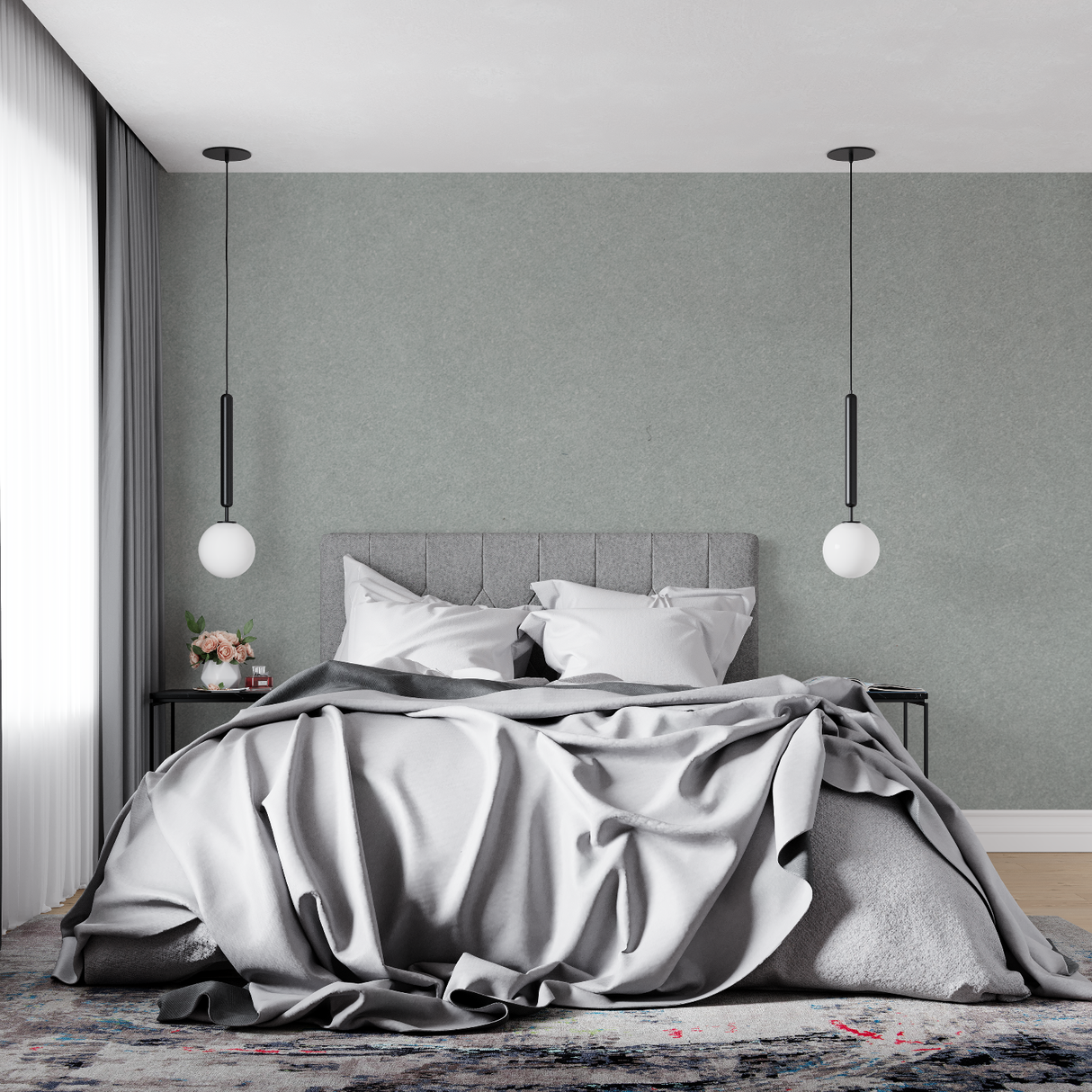 Minimalist Mural Wallpaper | Sage Grey Textured Design