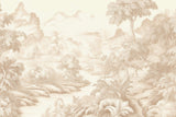 Vintage Mural Wallpaper | Beige Toile de Jouy Landscape