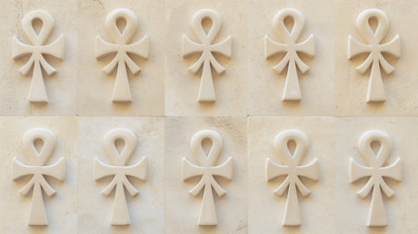 Egyptian wall mural design file showing detailed 3D Ankh pattern with stone texture effect