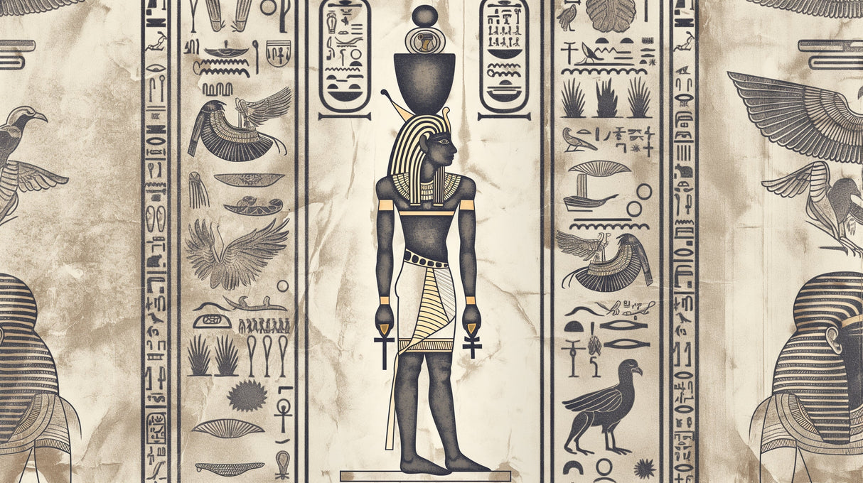Egyptian wallpaper design file showing detailed hieroglyphs and pharaoh artwork