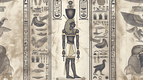 Egyptian wallpaper design file showing detailed hieroglyphs and pharaoh artwork
