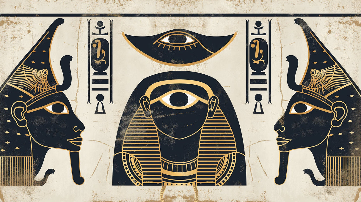 Egyptian hieroglyphs wallpaper design file showing detailed black and gold pattern