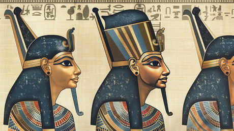 Egyptian wall mural design file showing detailed hieroglyphs and pharaoh portraits in gold