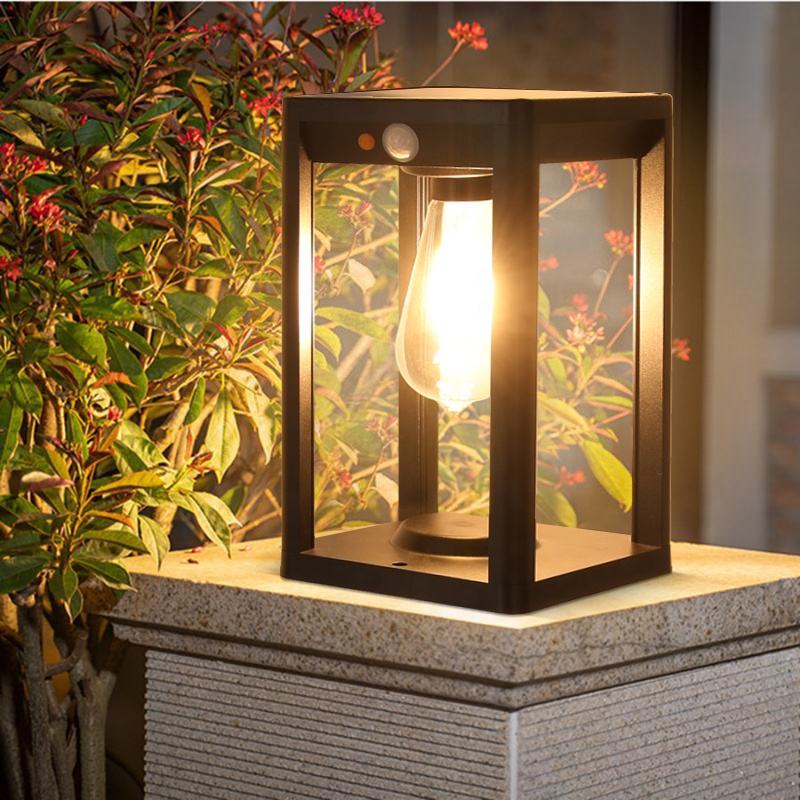 Modern Solar Column Lamp  Aluminum Garden Light with Motion Sensor - Detailed view