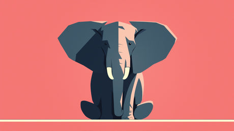 Geometric elephant wallpaper design file showing modern art pattern with pink and blue color scheme