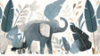 Elephant nursery wallpaper creating a cozy atmosphere in a modern nursery with white furniture and natural decor