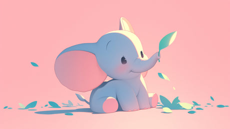 Sweet pastel elephant wallpaper design file showing detailed pattern and soft color palette